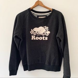 Roots Crewneck Sweater Grey White Medium